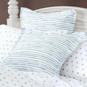 Cuddledown Marlow Watercolor Sateen Reversible Duvet Cover Stripes Dot King